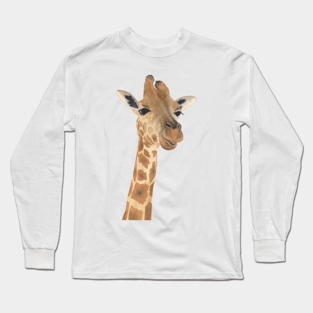 Watercolor giraffe Long Sleeve T-Shirt by RosanneCreates